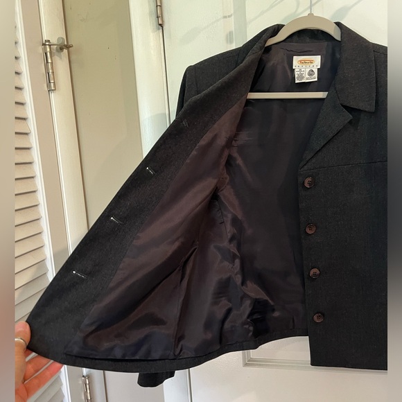 Talbot’s Petites Cropped 100% Wool Blazer Charcoal Gray Sz 14P - Picture 3 of 13